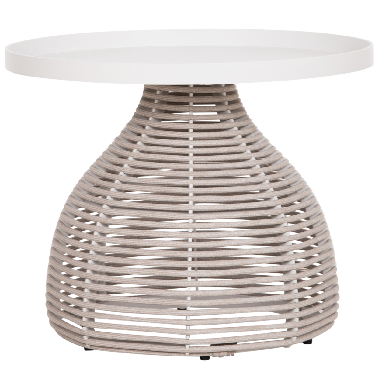 SIDE TABLE ROUND DRISCOLL HM6477.02 CREAM WHITE ALUMINUM-LIGHT GREY ROPE Φ55x44Hcm. [10]