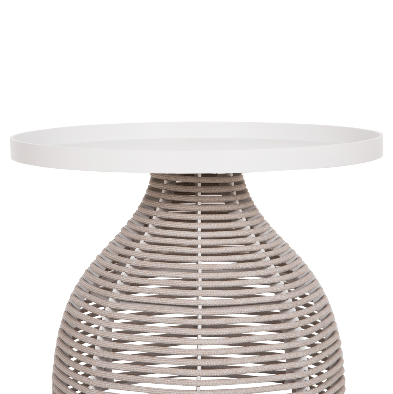 SIDE TABLE ROUND DRISCOLL HM6477.02 CREAM WHITE ALUMINUM-LIGHT GREY ROPE Φ55x44Hcm. [4]