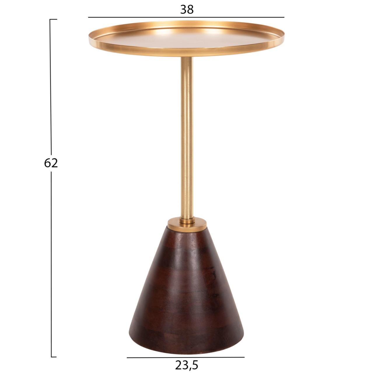 SIDE TABLE ROUND KAPPUR HM9726 MANGO WOOD IN WALNUT COLOR-METAL IN GOLD Φ38x62Hcm. [2]