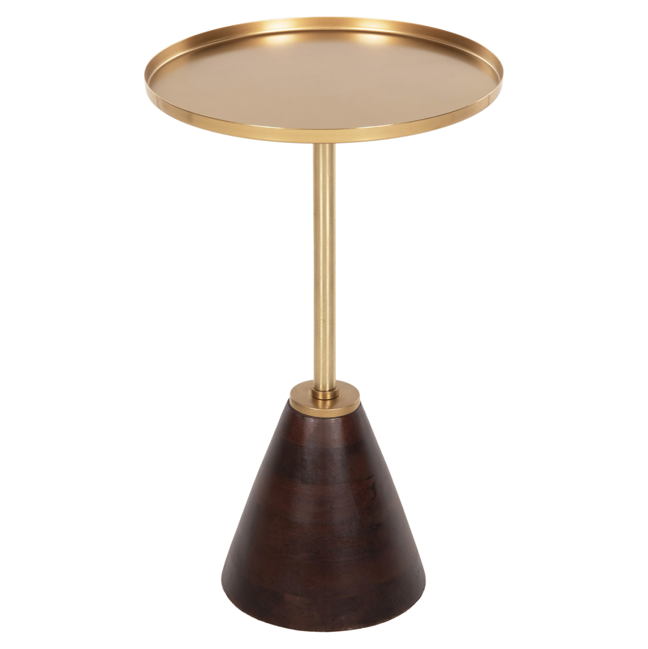 SIDE TABLE ROUND KAPPUR HM9726 MANGO WOOD IN WALNUT COLOR-METAL IN GOLD Φ38x62Hcm. [4]