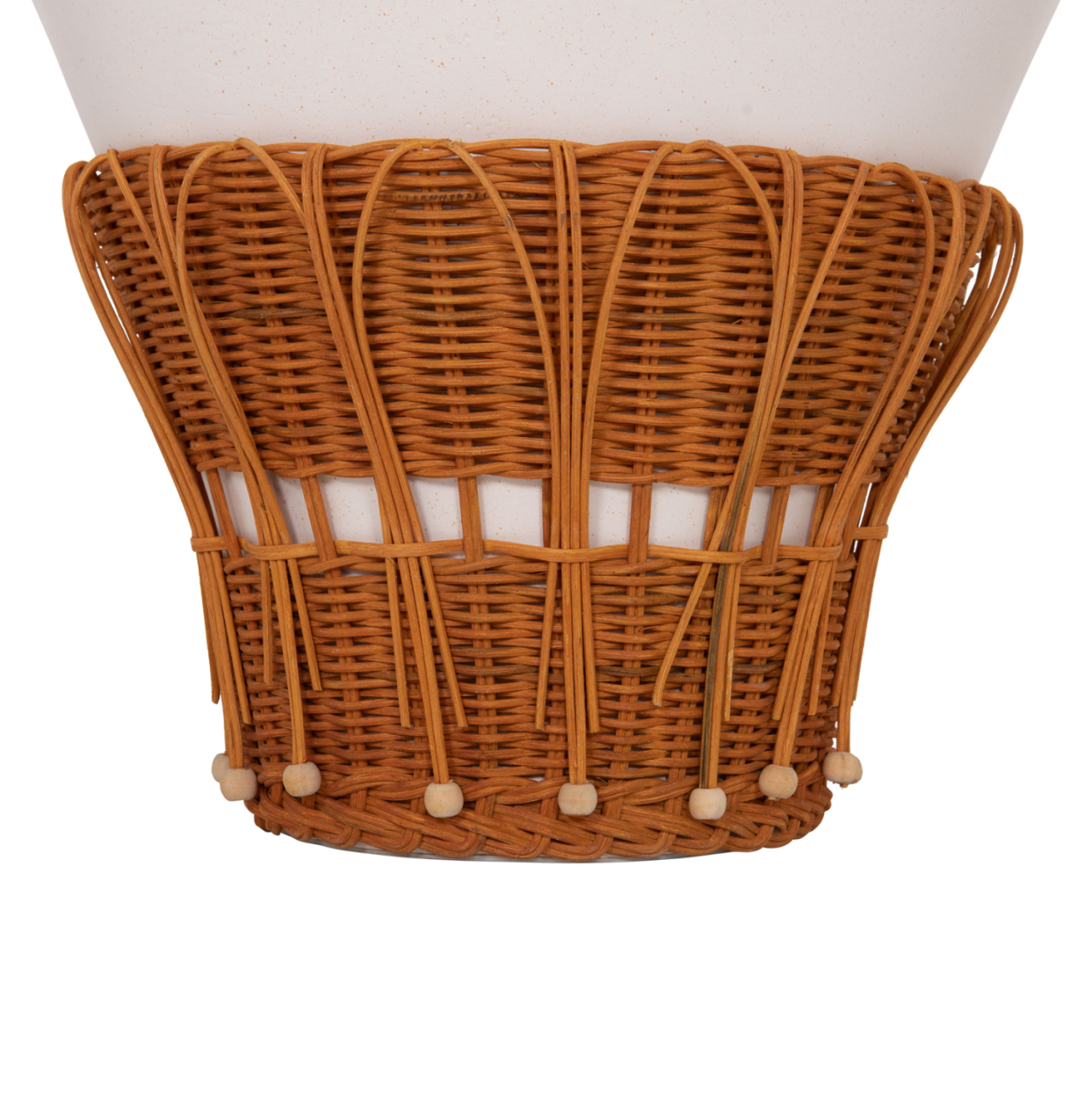SIDE TABLE ROUND PERRAL HM18164.02S FIBER CEMENT IN WHITE-NATURAL RATTAN--Φ42x36Hcm. [5]