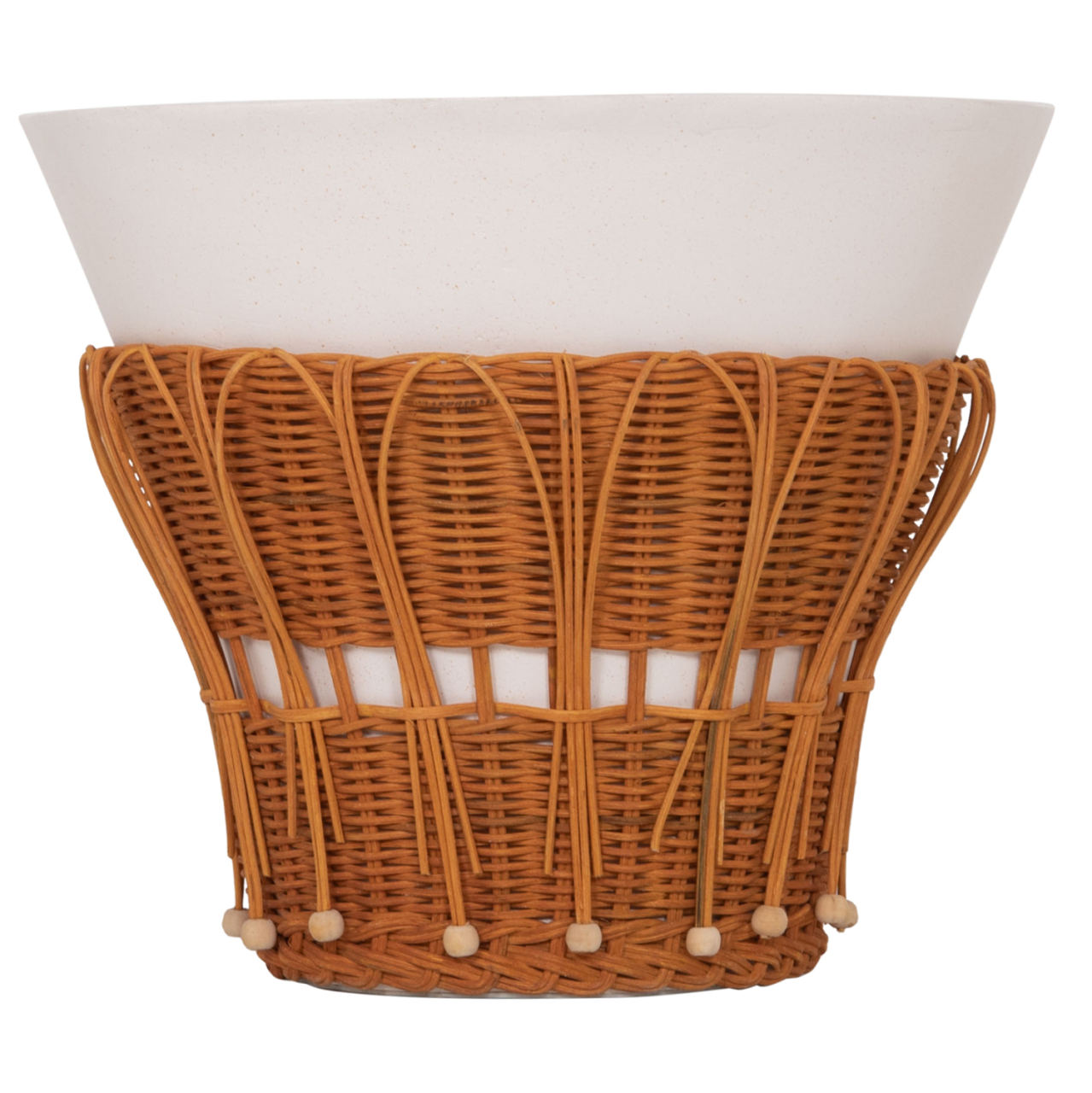 SIDE TABLE ROUND PERRAL HM18164.02S FIBER CEMENT IN WHITE-NATURAL RATTAN--Φ42x36Hcm. [3]