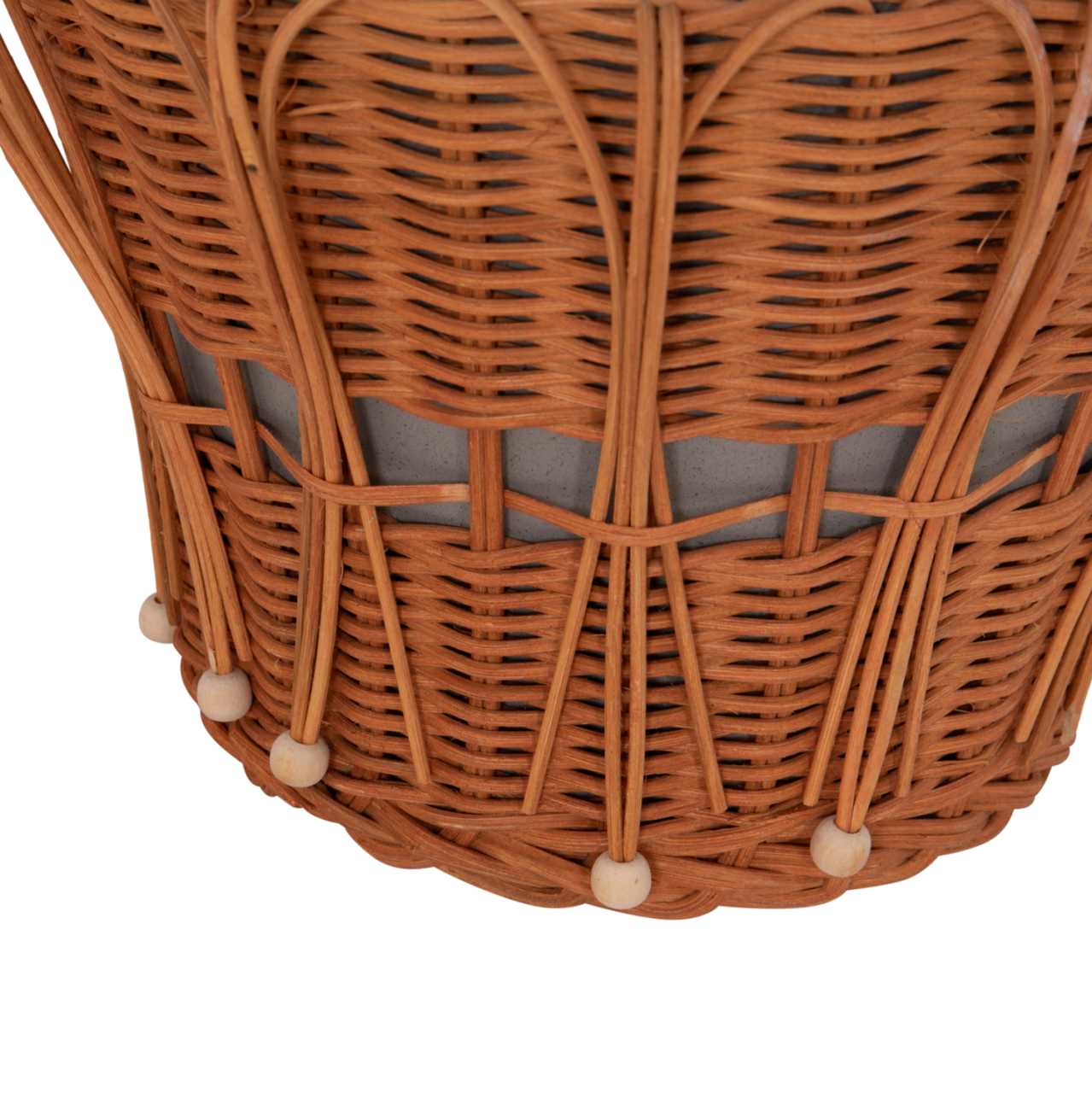 SIDE TABLE ROUND PERRAL HM18164.03S FIBER CEMENT IN GREY--NATURAL RATTAN--Φ42x36Hcm. [8]