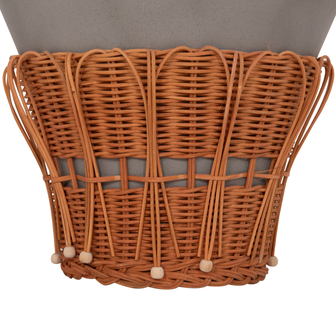 SIDE TABLE ROUND PERRAL HM18164.03S FIBER CEMENT IN GREY--NATURAL RATTAN--Φ42x36Hcm. [5]