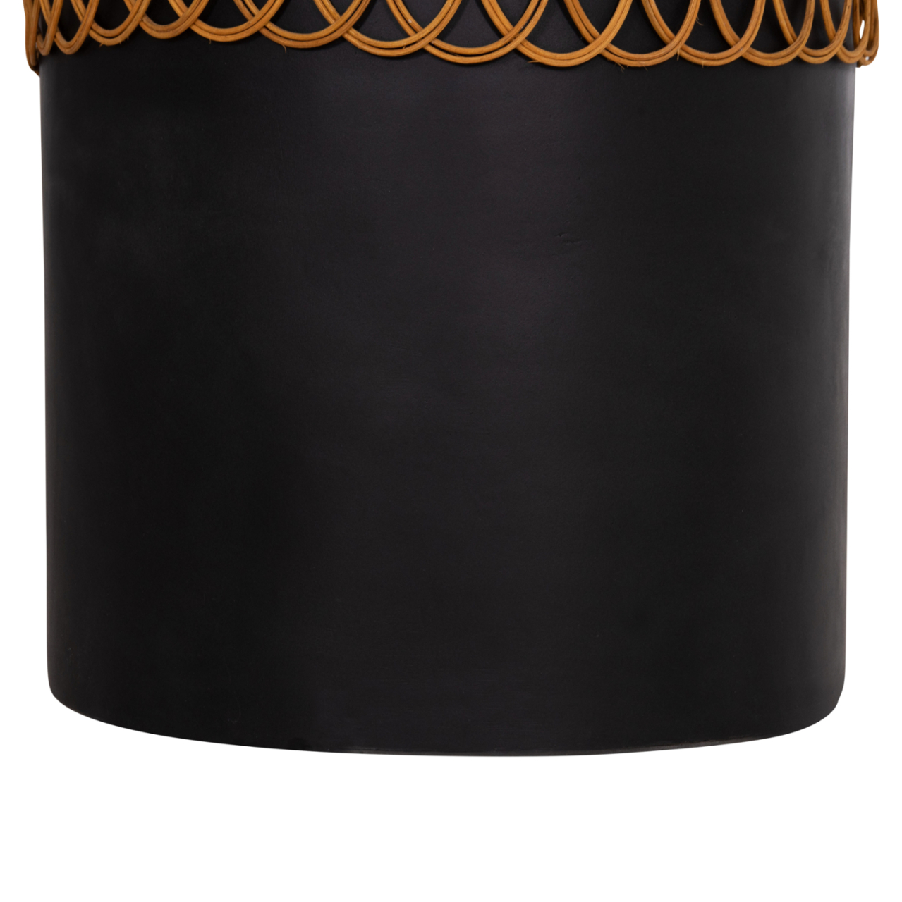 SIDE TABLE ROUND PRILEP HM18159.01 FIBER CEMENT IN BLACK and RATTAN--Φ60x76.5Hcm. [6]