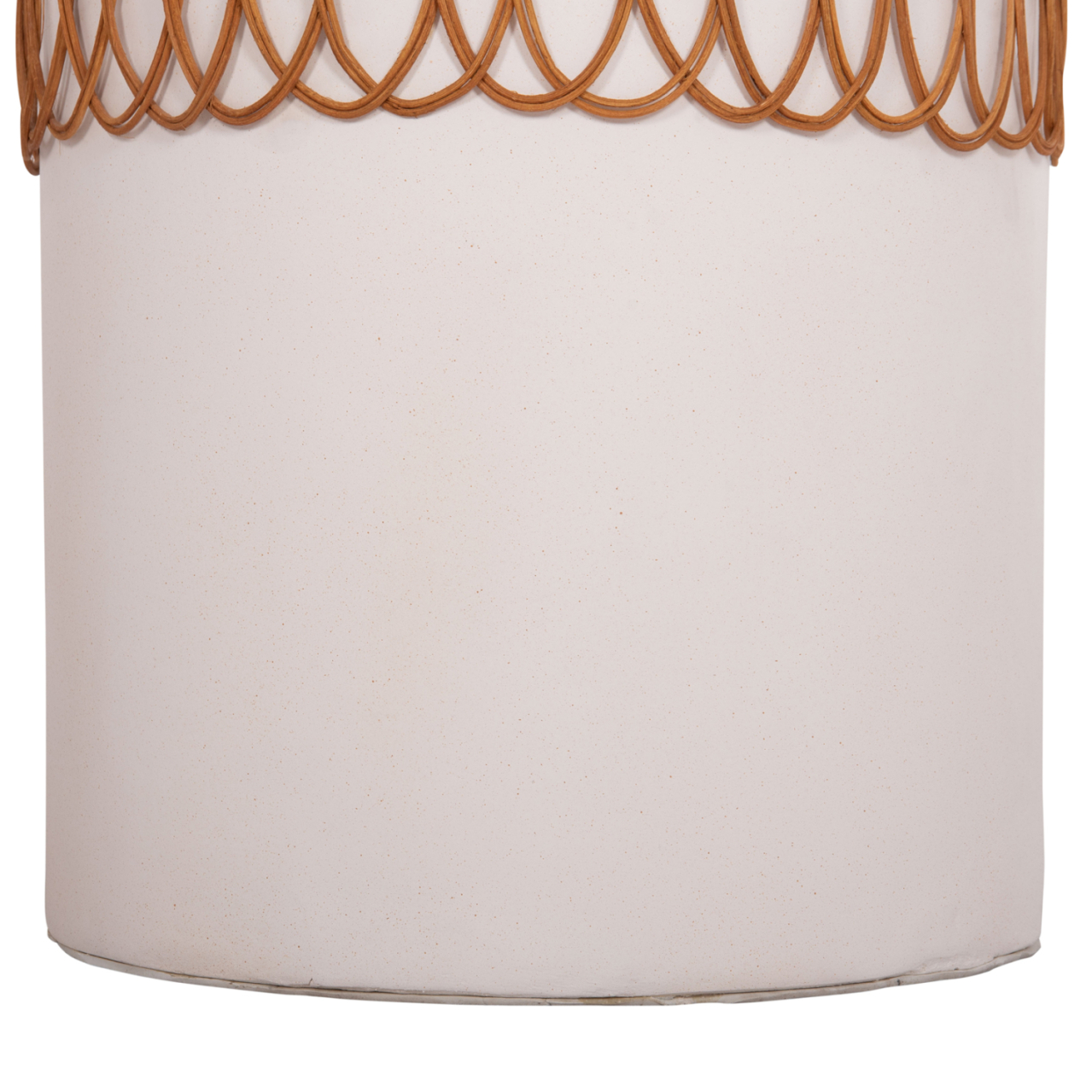 SIDE TABLE ROUND PRILEP HM18159.02 FIBER CEMENT IN WHITE and RATTAN--Φ60x76.5Hcm. [6]