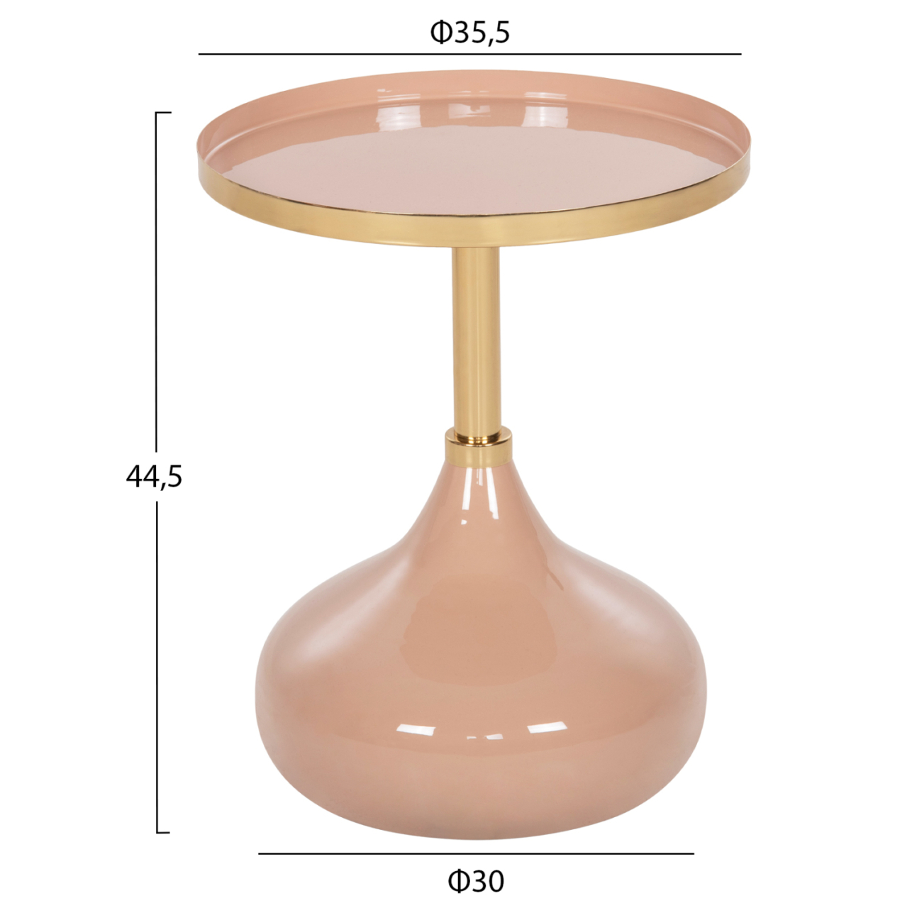 SIDE TABLE ROUND UTRI HM4384.10 METAL IN WARM PINK-BEIGE Φ35,5x44,5Hcm. [2]