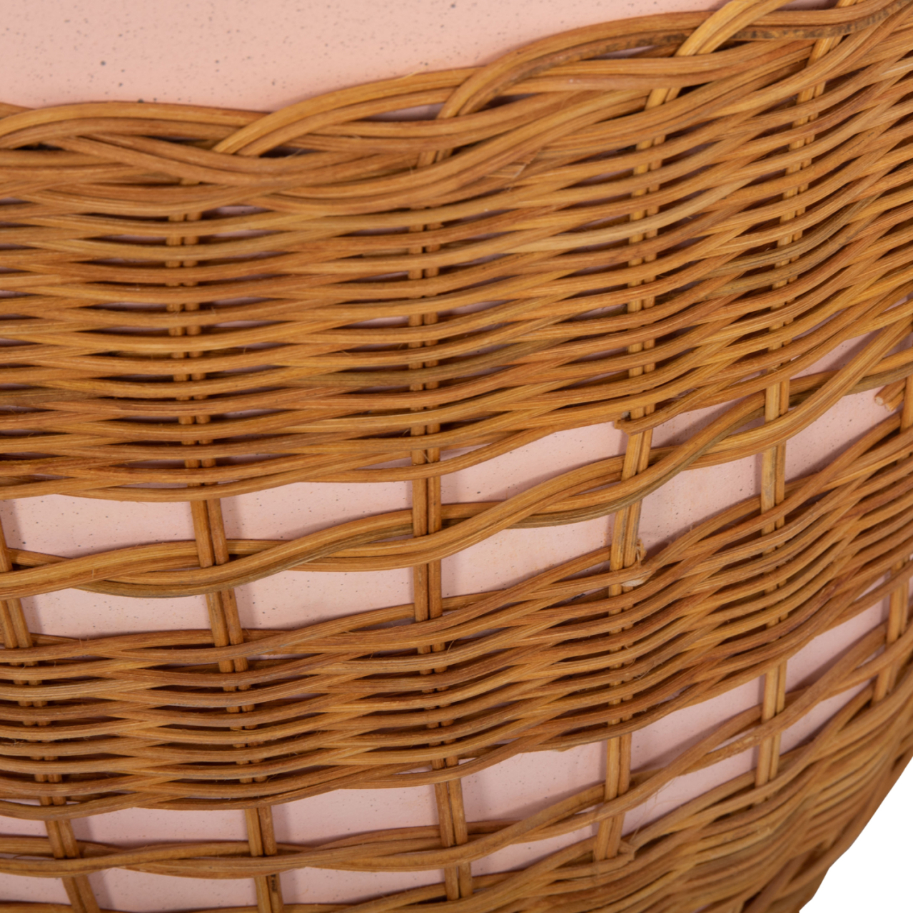 SIDE TABLE ROUND VILHENA HM18166 FIBER CEMENT PINK--NATURAL RATTAN Φ44.5x45Hcm. [10]