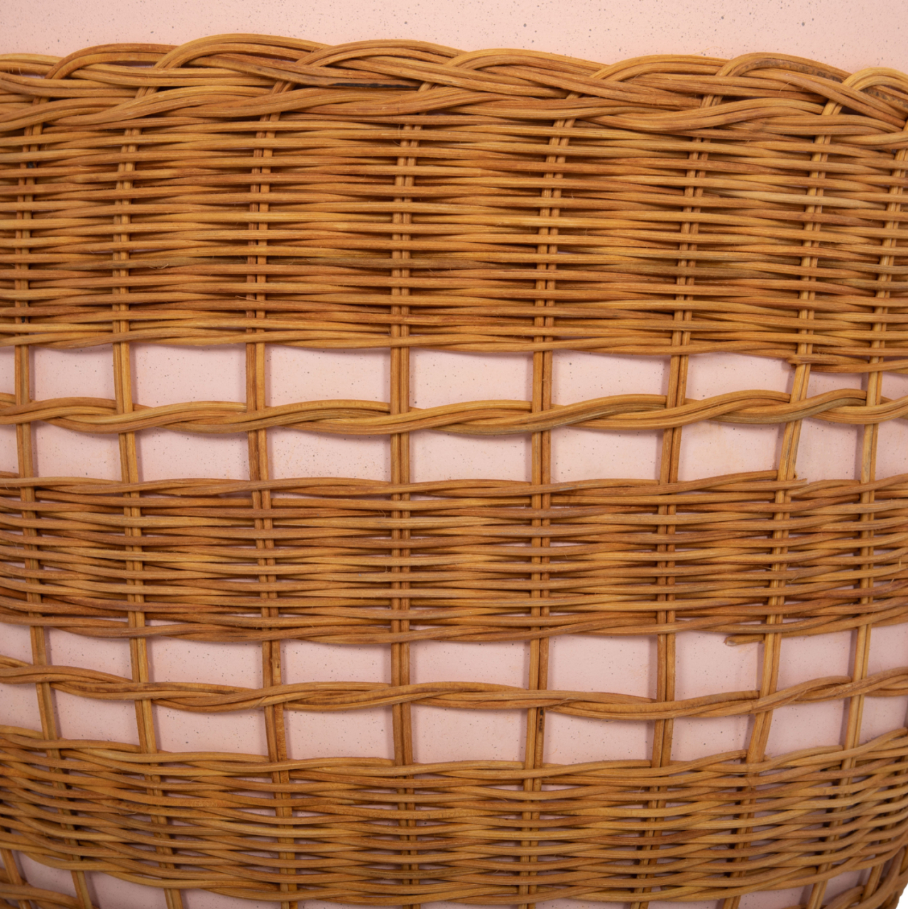 SIDE TABLE ROUND VILHENA HM18166 FIBER CEMENT PINK--NATURAL RATTAN Φ44.5x45Hcm. [8]
