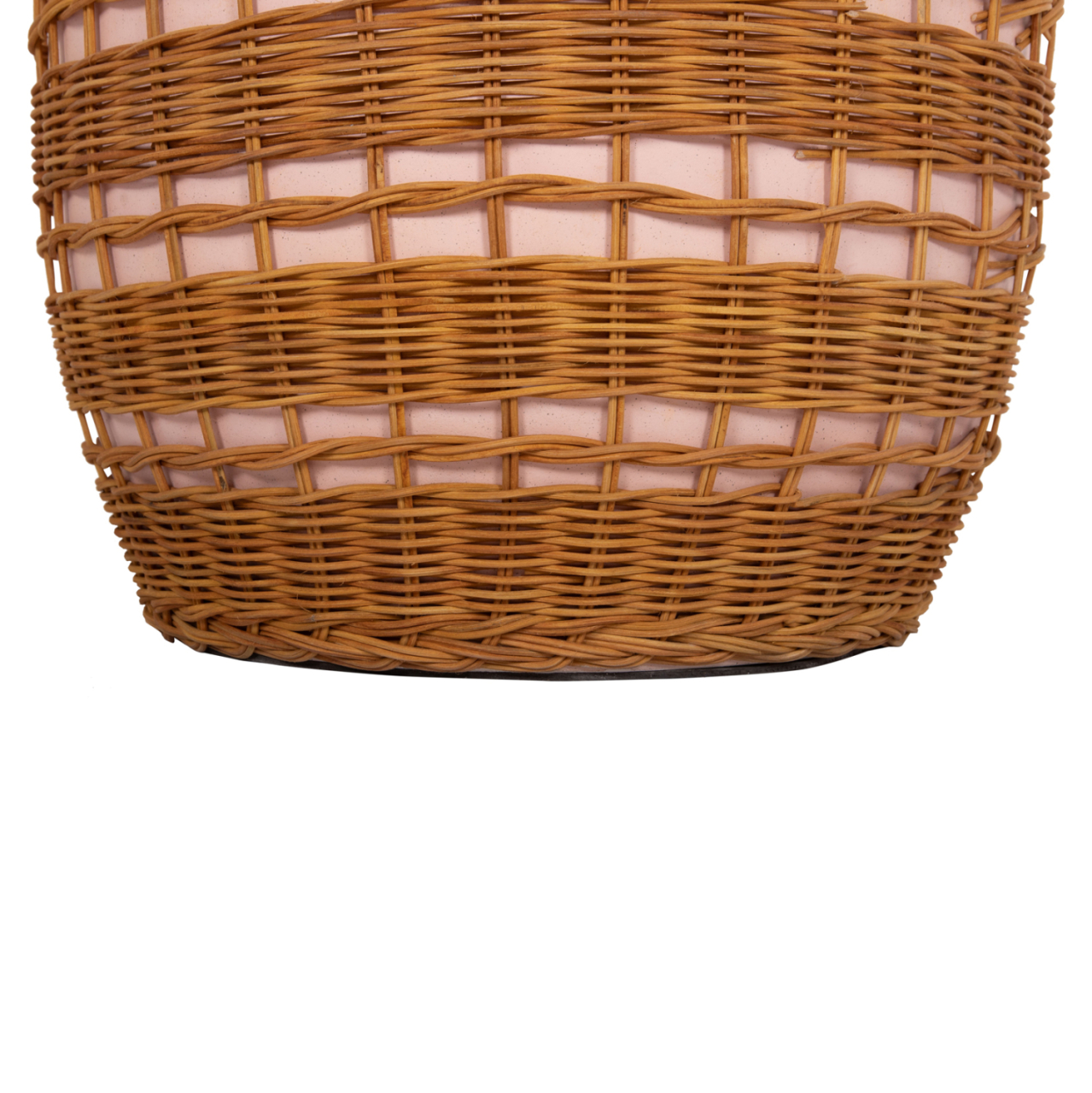 SIDE TABLE ROUND VILHENA HM18166 FIBER CEMENT PINK--NATURAL RATTAN Φ44.5x45Hcm. [5]
