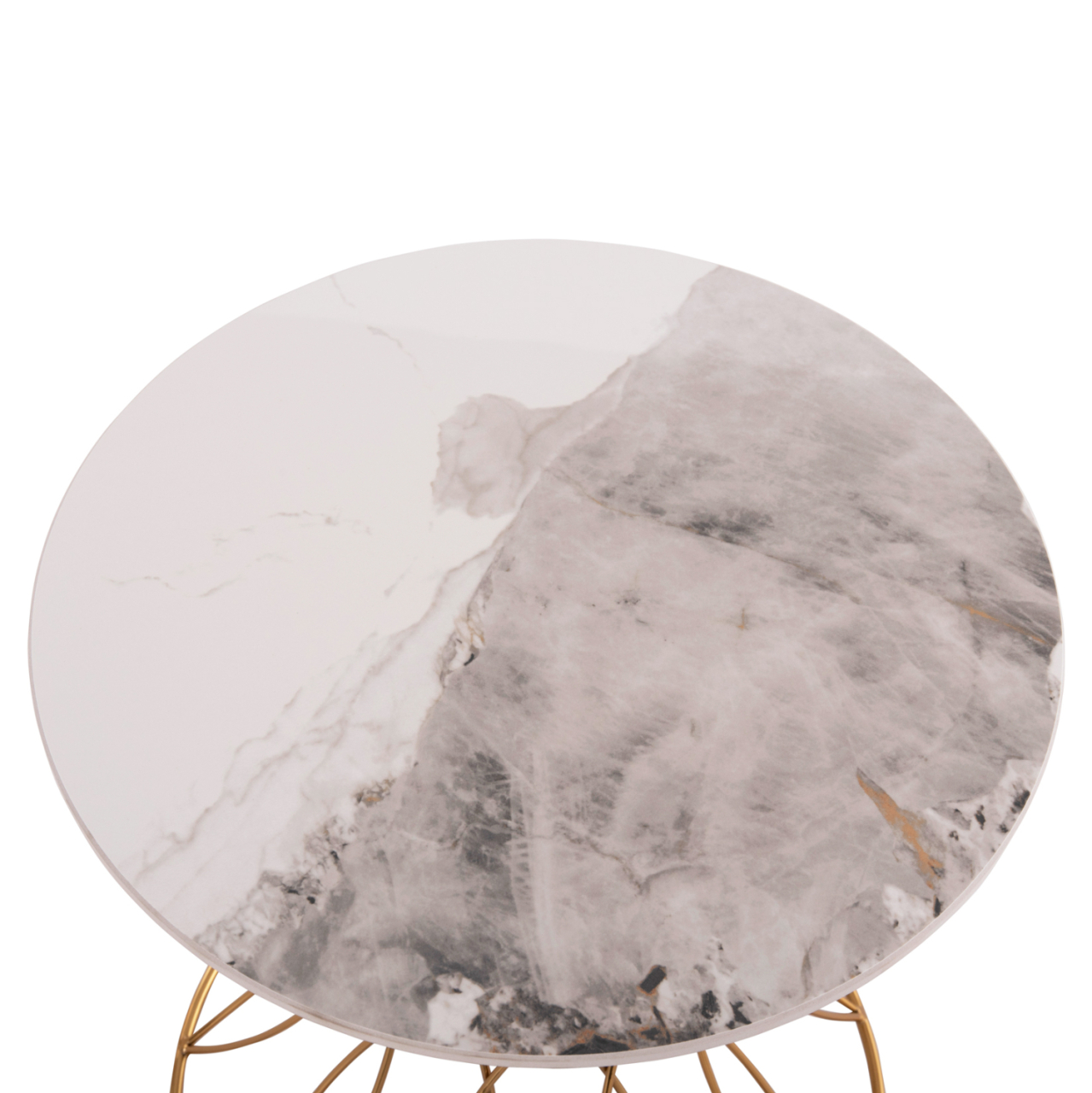 SIDE TABLE RUDY HM18037.01 CERAMIC TOP IN WHITE-METAL IN GLOSSY GOLD Φ45x48,5Hcm. [5]