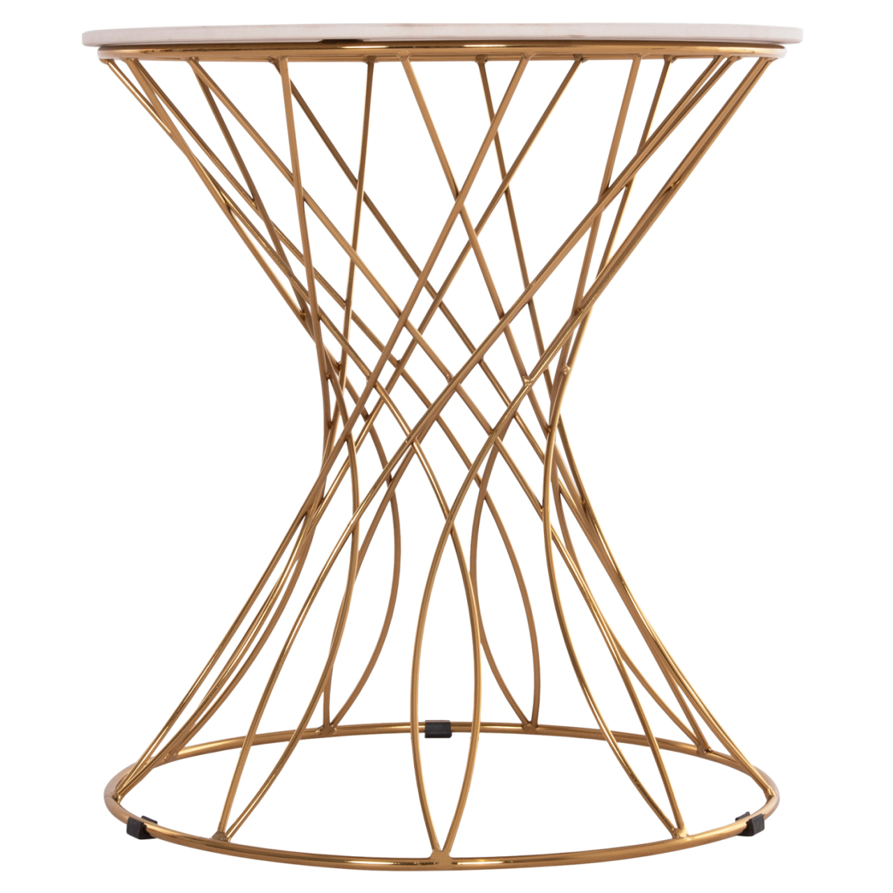 SIDE TABLE RUDY HM18037.01 CERAMIC TOP IN WHITE-METAL IN GLOSSY GOLD Φ45x48,5Hcm. [4]