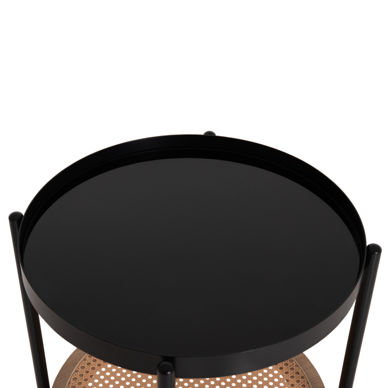 SIDE TABLE SEITZ HM18031 GLASS TOP-METAL-RATTAN IN NATURAL Φ50x56Hcm. [6]