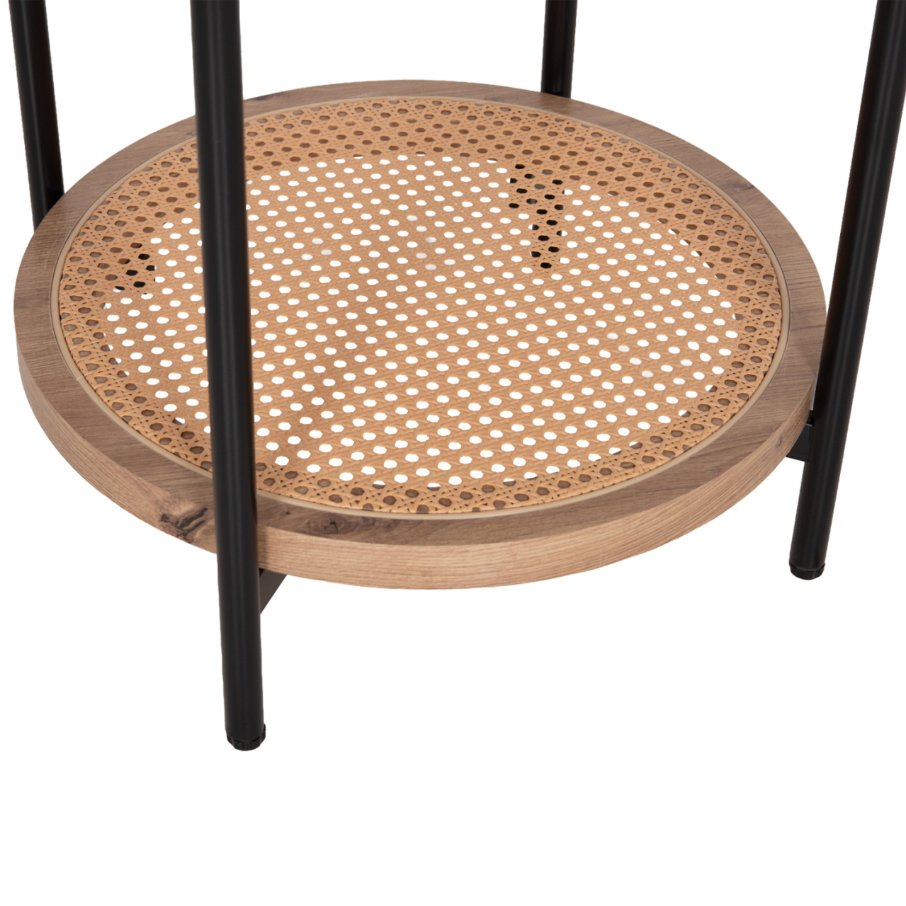 SIDE TABLE SEITZ HM18031 GLASS TOP-METAL-RATTAN IN NATURAL Φ50x56Hcm. [8]