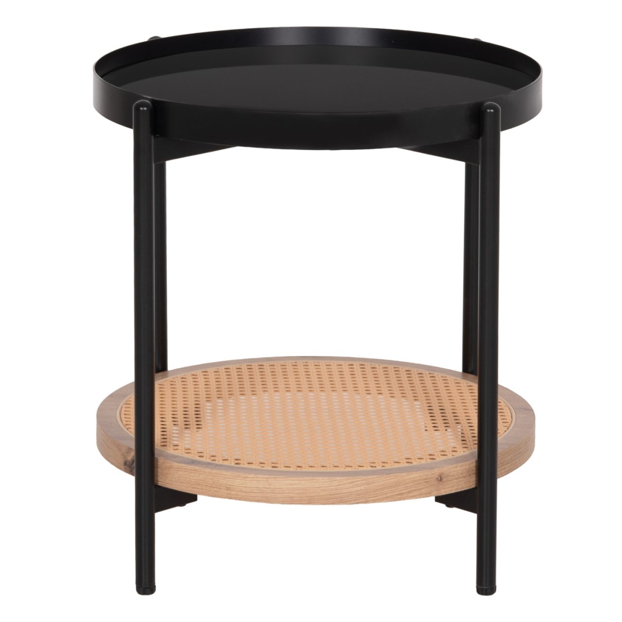 SIDE TABLE SEITZ HM18031 GLASS TOP-METAL-RATTAN IN NATURAL Φ50x56Hcm. [3]
