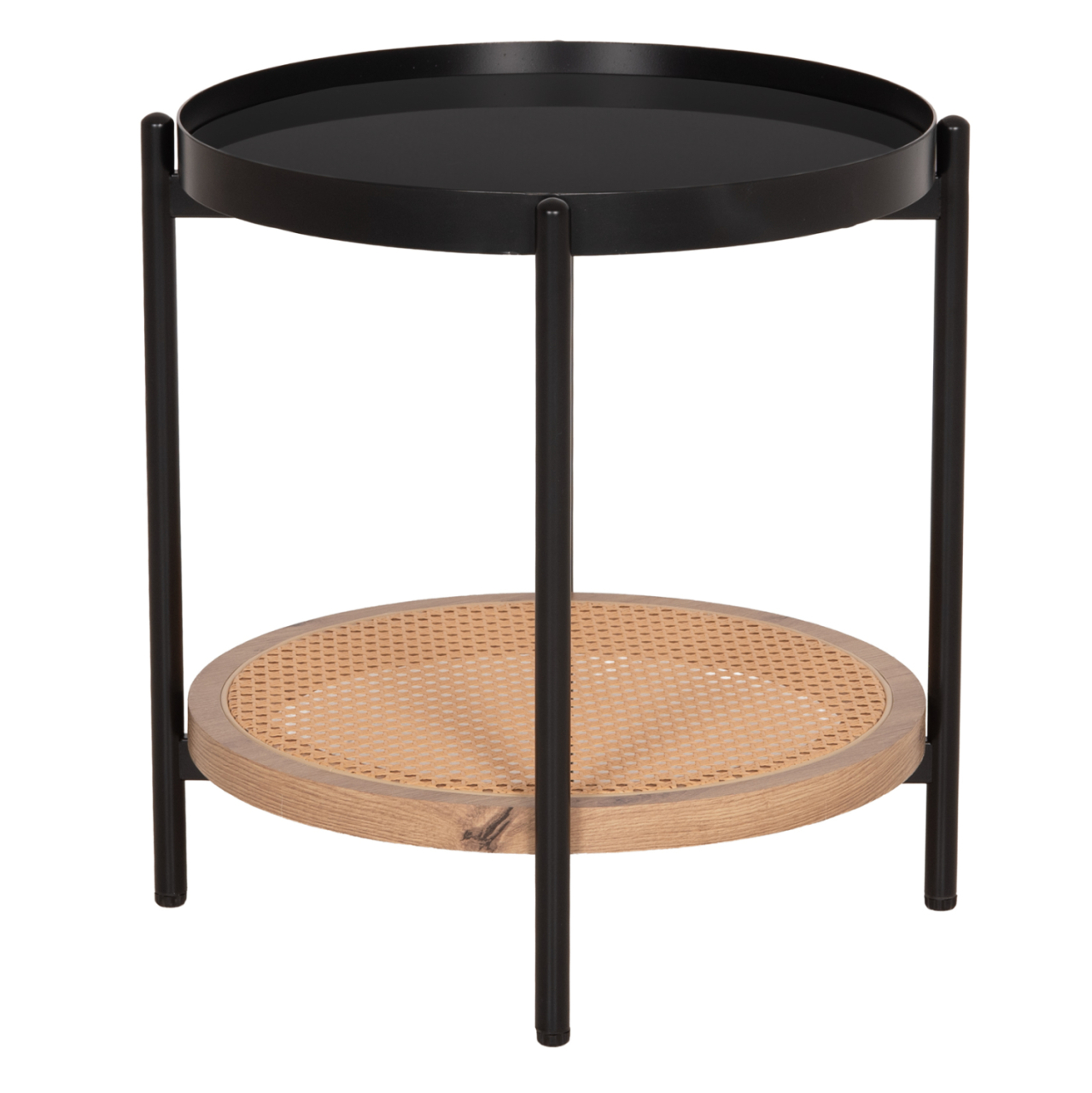 SIDE TABLE SEITZ HM18031 GLASS TOP-METAL-RATTAN IN NATURAL Φ50x56Hcm. [4]