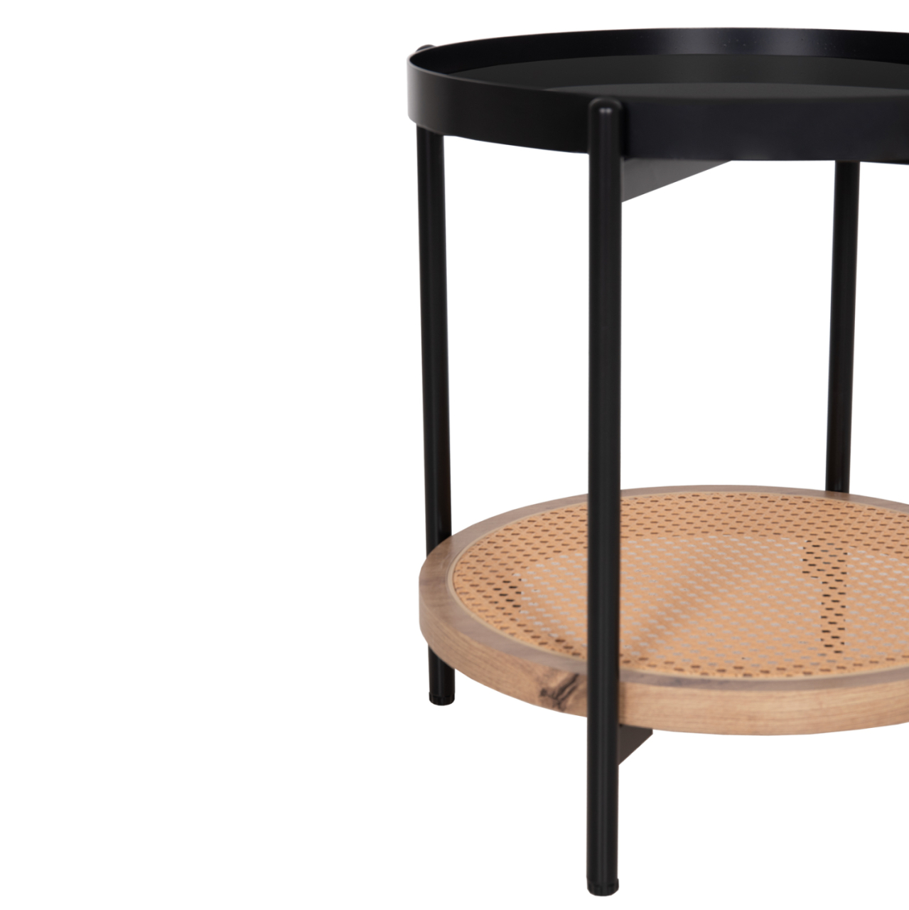 SIDE TABLE SEITZ HM18031 GLASS TOP-METAL-RATTAN IN NATURAL Φ50x56Hcm. [5]