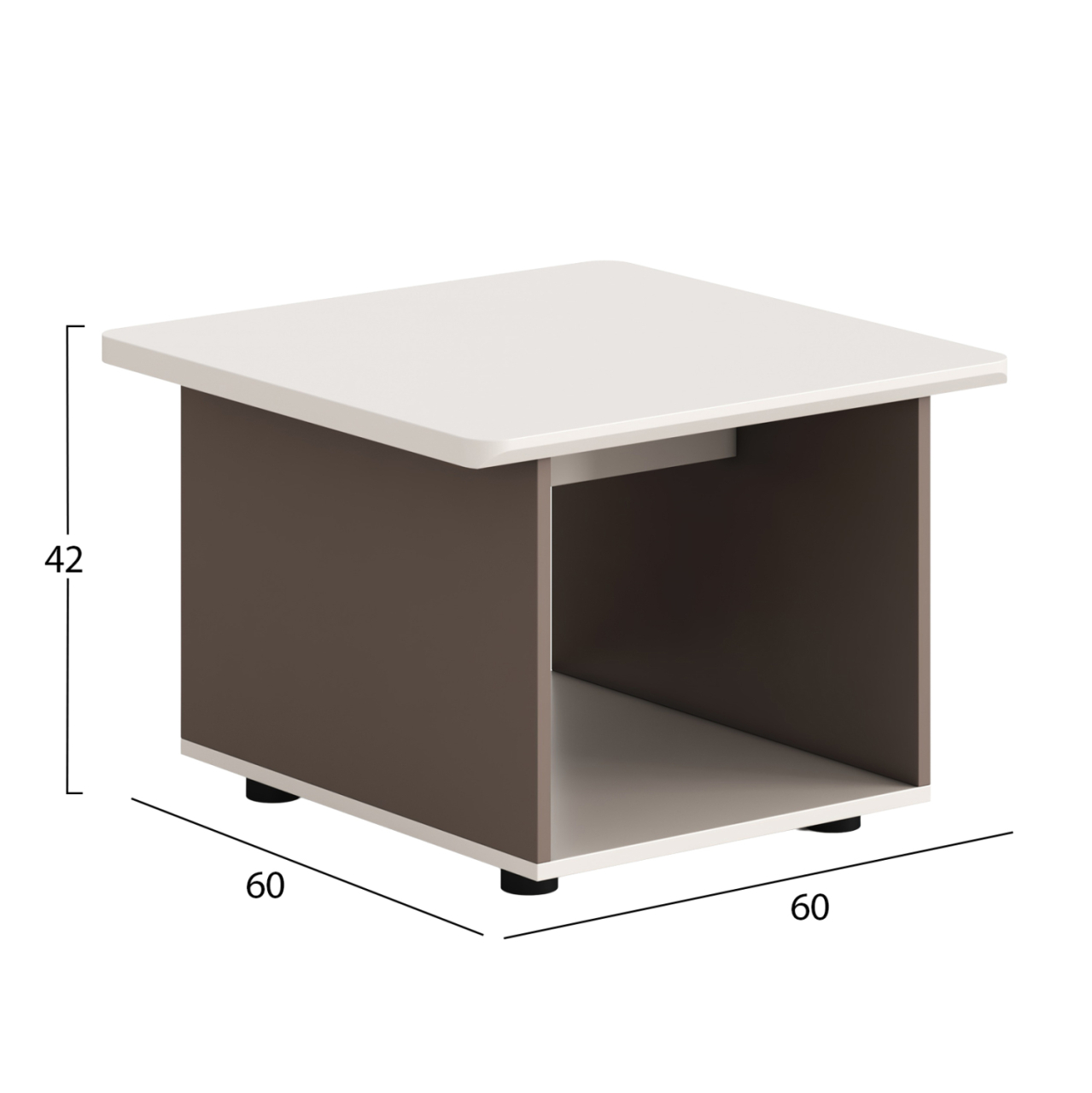 SIDE TABLE SERIES NEWLINE HM18286 MELAMINE IN CREAM WHITE-LIGHT BROWN 60x60x42Hcm. [2]