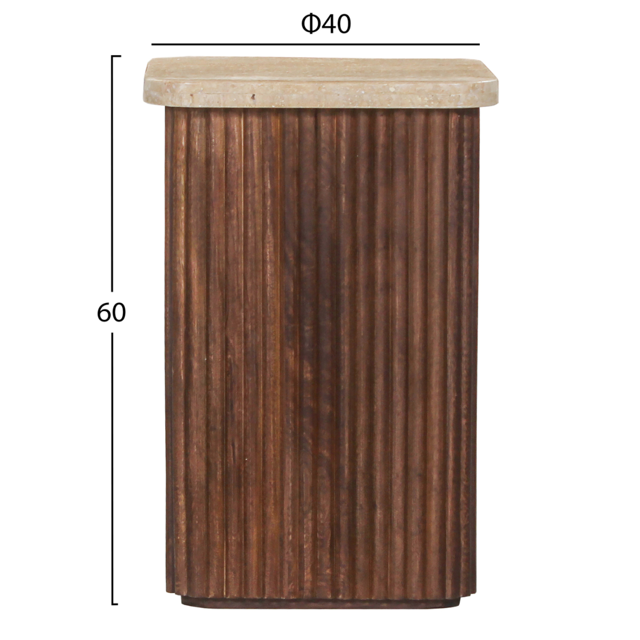 SIDE TABLE SQUARE GLADYS HM9713 SOLID MANGO WOOD-WHITE TRAVERTINE 40x40x60Hcm. [2]