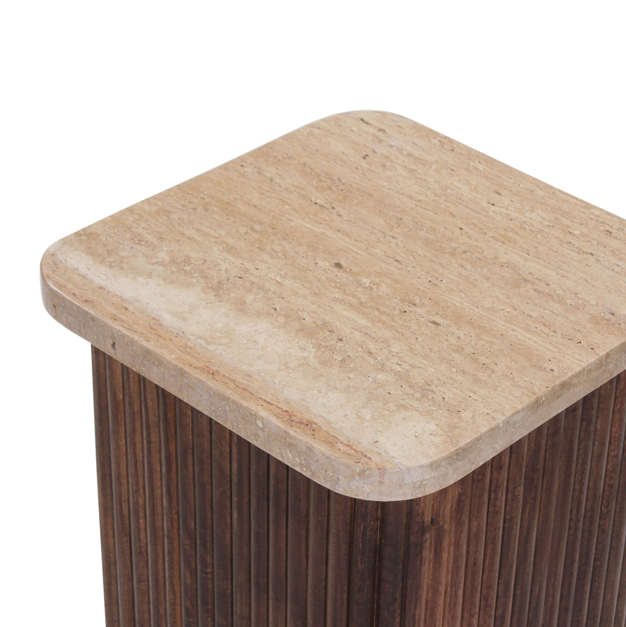 SIDE TABLE SQUARE GLADYS HM9713 SOLID MANGO WOOD-WHITE TRAVERTINE 40x40x60Hcm. [3]