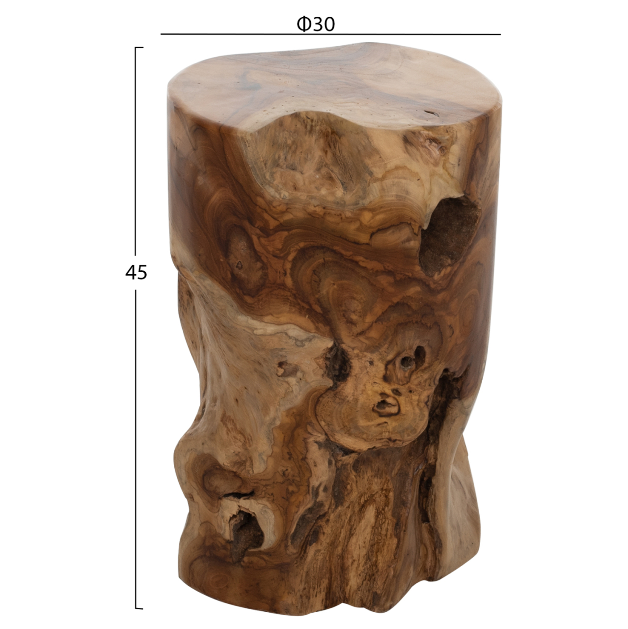 SIDE TABLE/STOOL ROUND SOLID TEAK WOOD NATURAL COLOR Φ30X45Hcm.HM9350 [2]