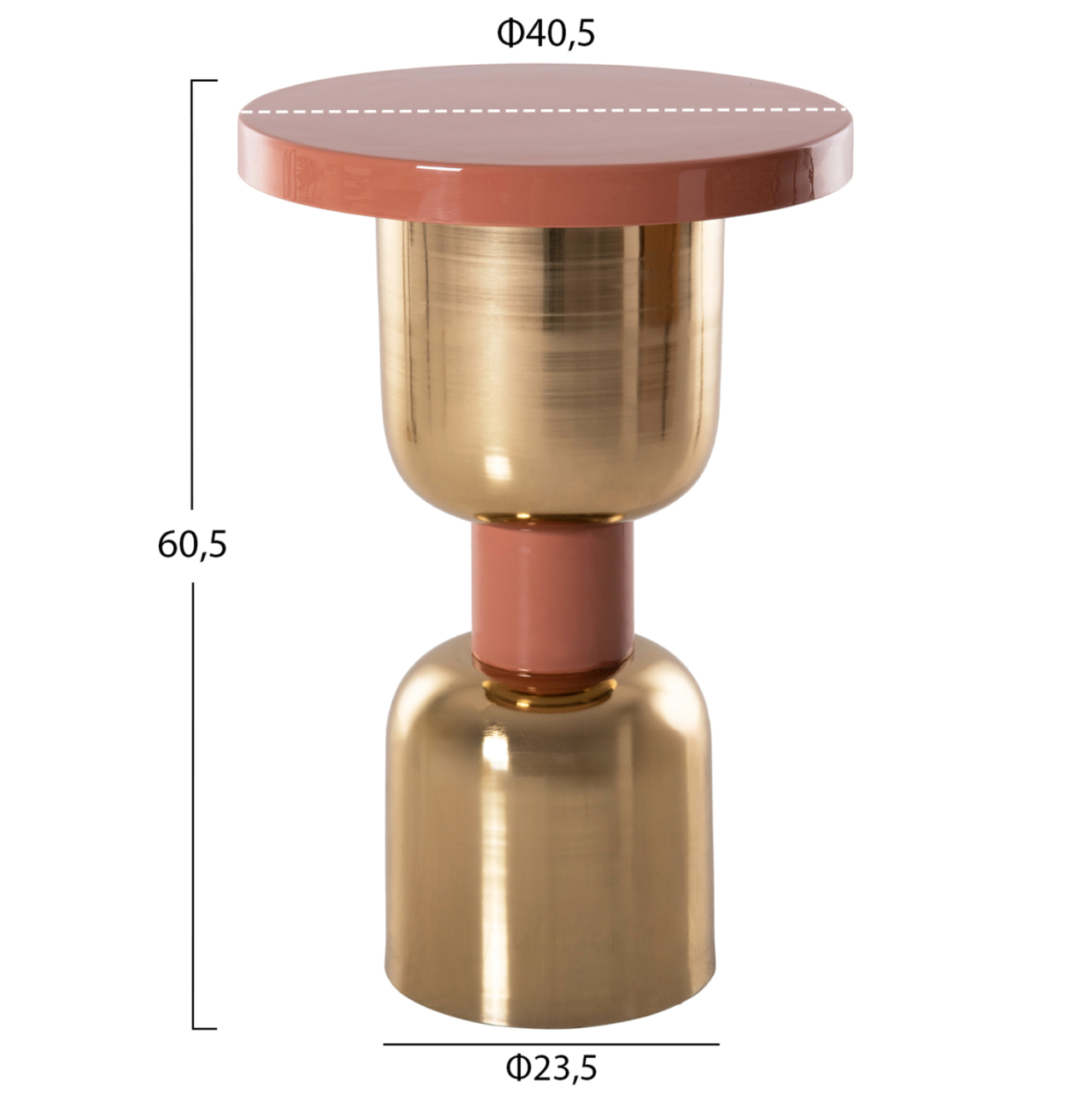 SIDE TABLE SURAT HM4237.08 METAL IN SALMON-GOLD Φ40,5x60,5Hcm. [2]