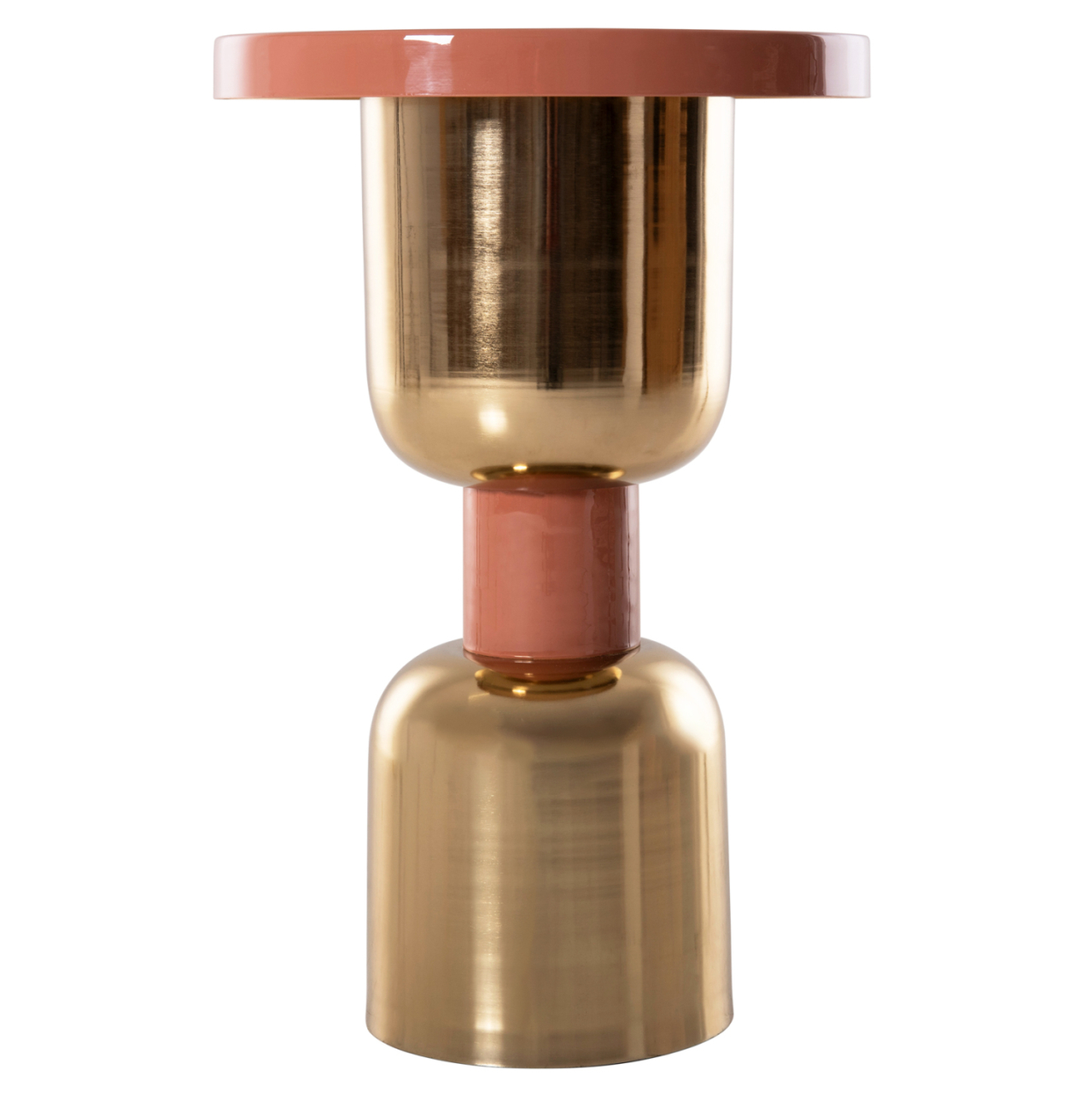 SIDE TABLE SURAT HM4237.08 METAL IN SALMON-GOLD Φ40,5x60,5Hcm. [3]