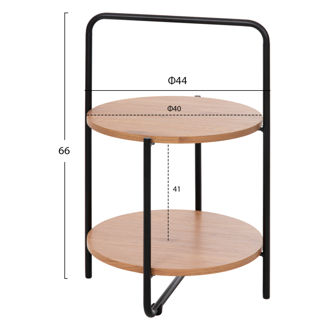 SIDE TABLE SYLO HM9618.01 MDF IN NATURAL COLOR-BLACK METAL FRAME Φ44x66Hcm. [2]
