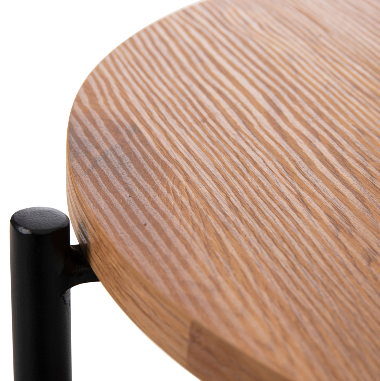 SIDE TABLE SYLO HM9618.01 MDF IN NATURAL COLOR-BLACK METAL FRAME Φ44x66Hcm. [5]