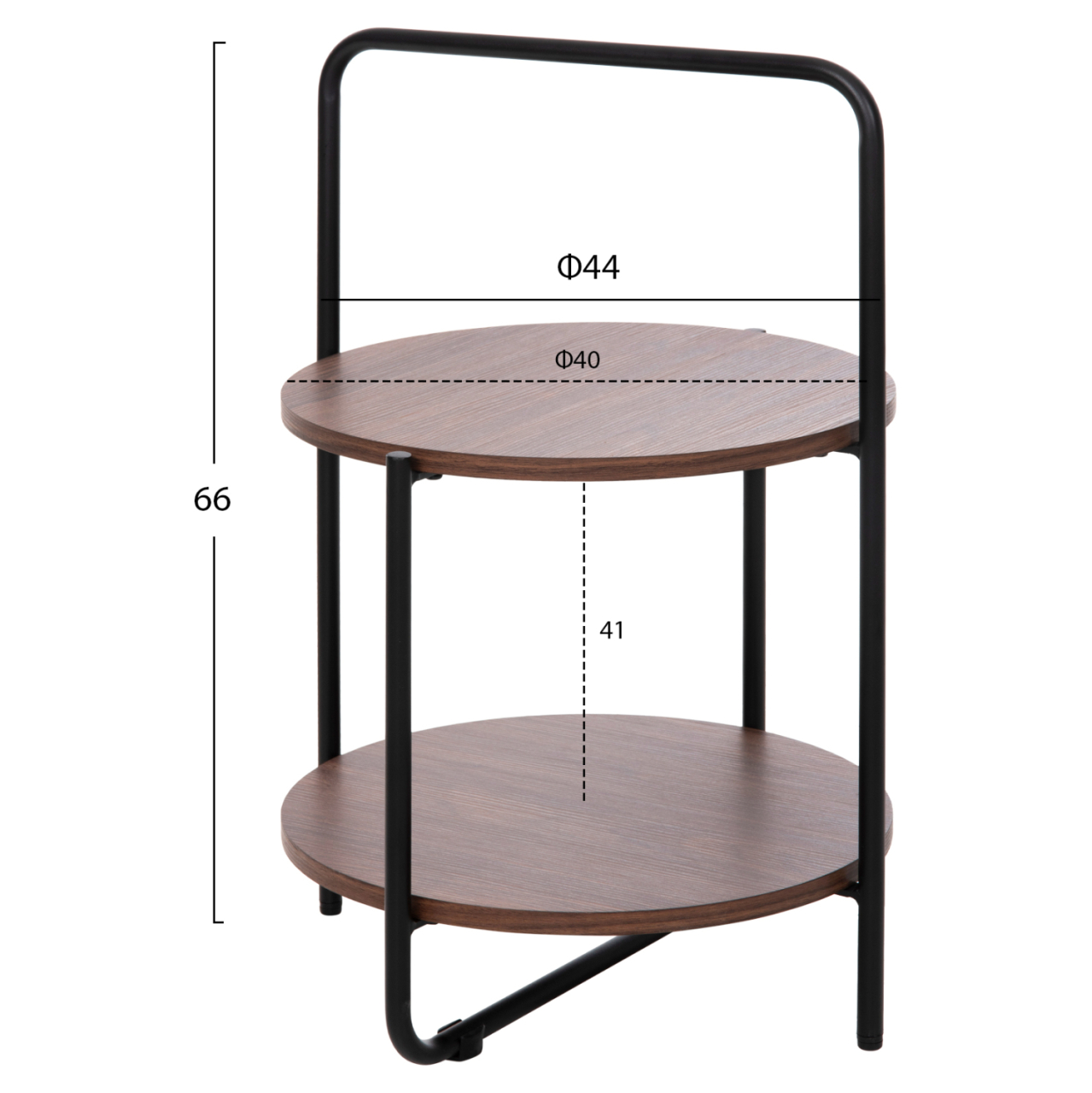 SIDE TABLE SYLO HM9618.02 MDF IN WALNUT COLOR-BLACK METAL FRAME Φ44x66Hcm. [2]