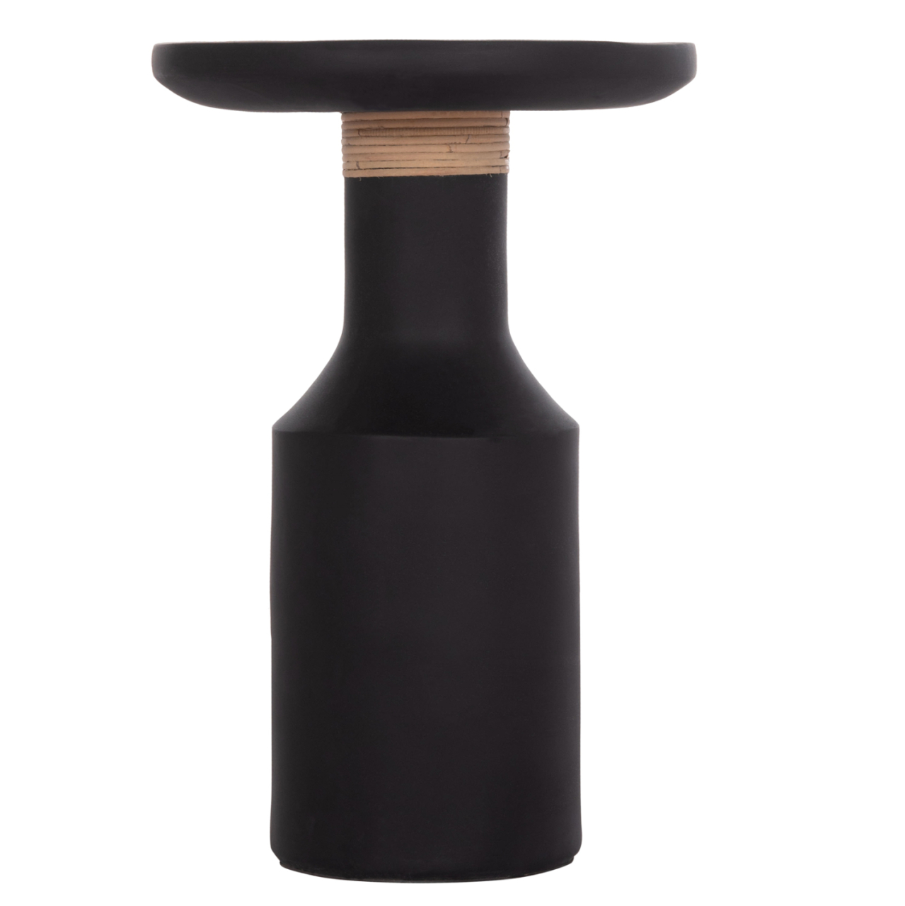 SIDE TABLE TRED(T) HM18169.01 FIBER CEMENT IN BLACK-NATURAL RATTAN--Φ40x61Hcm. [3]