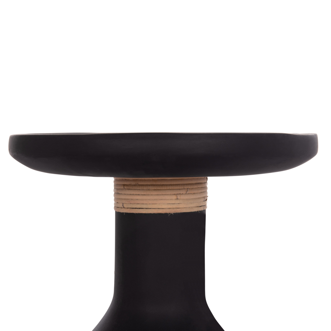SIDE TABLE TRED(T) HM18169.01 FIBER CEMENT IN BLACK-NATURAL RATTAN--Φ40x61Hcm. [6]