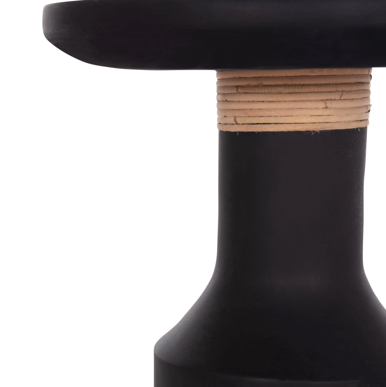 SIDE TABLE TRED(T) HM18169.01 FIBER CEMENT IN BLACK-NATURAL RATTAN--Φ40x61Hcm. [4]