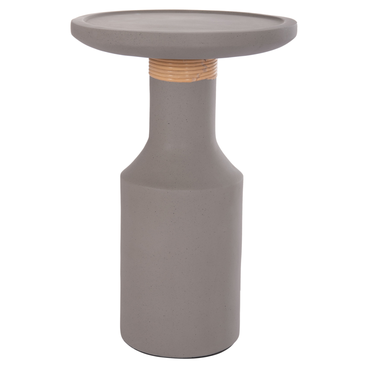SIDE TABLE TRED(T) HM18169.03 FIBER CEMENT IN GREY-NATURAL RATTAN--Φ40x61Hcm. [8]