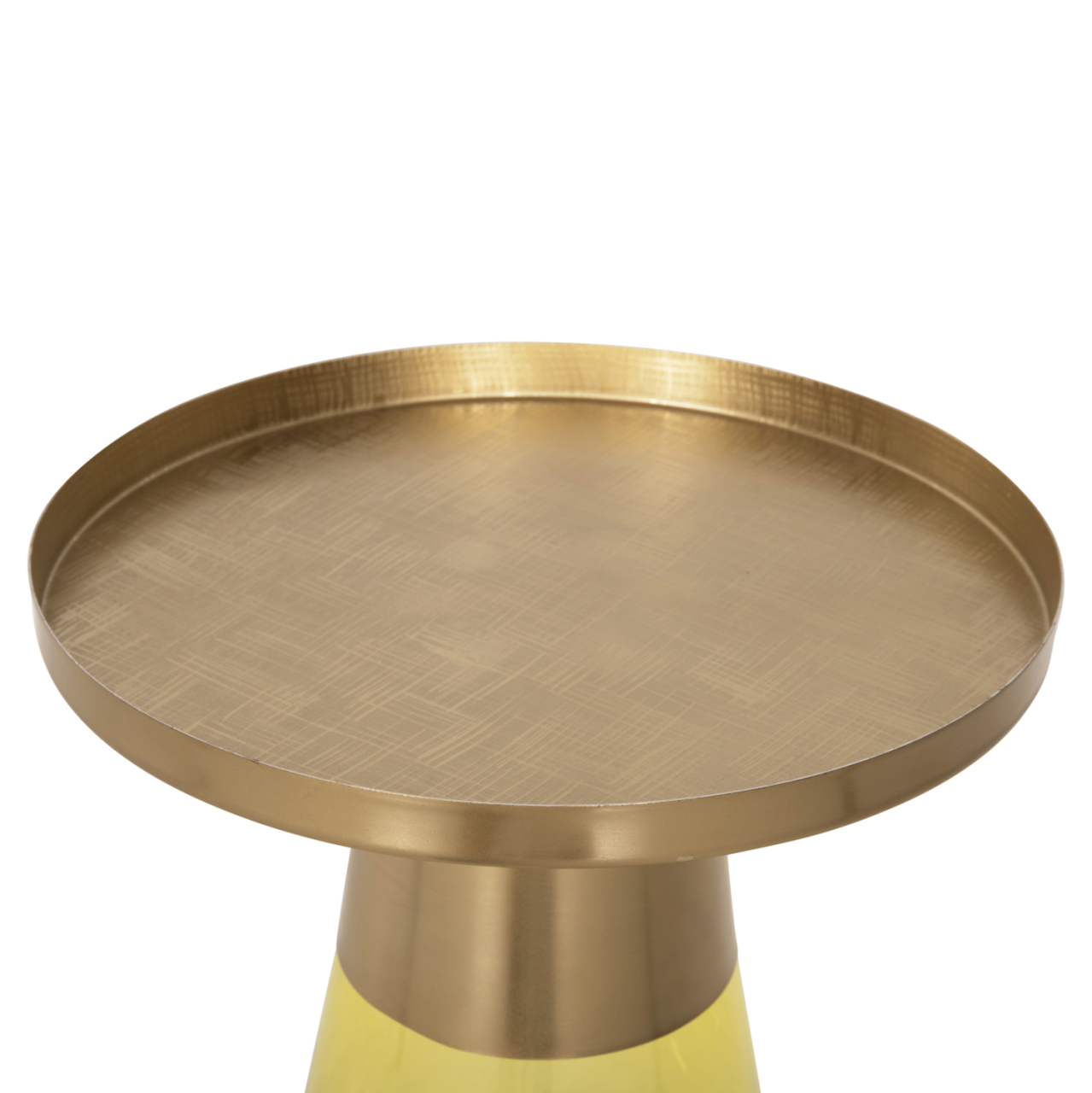 SIDE TABLE VALERY HM9732 LIGHT GREEN GLASS BASE-METAL TOP IN GOLD Φ39,5x52Hcm. [4]