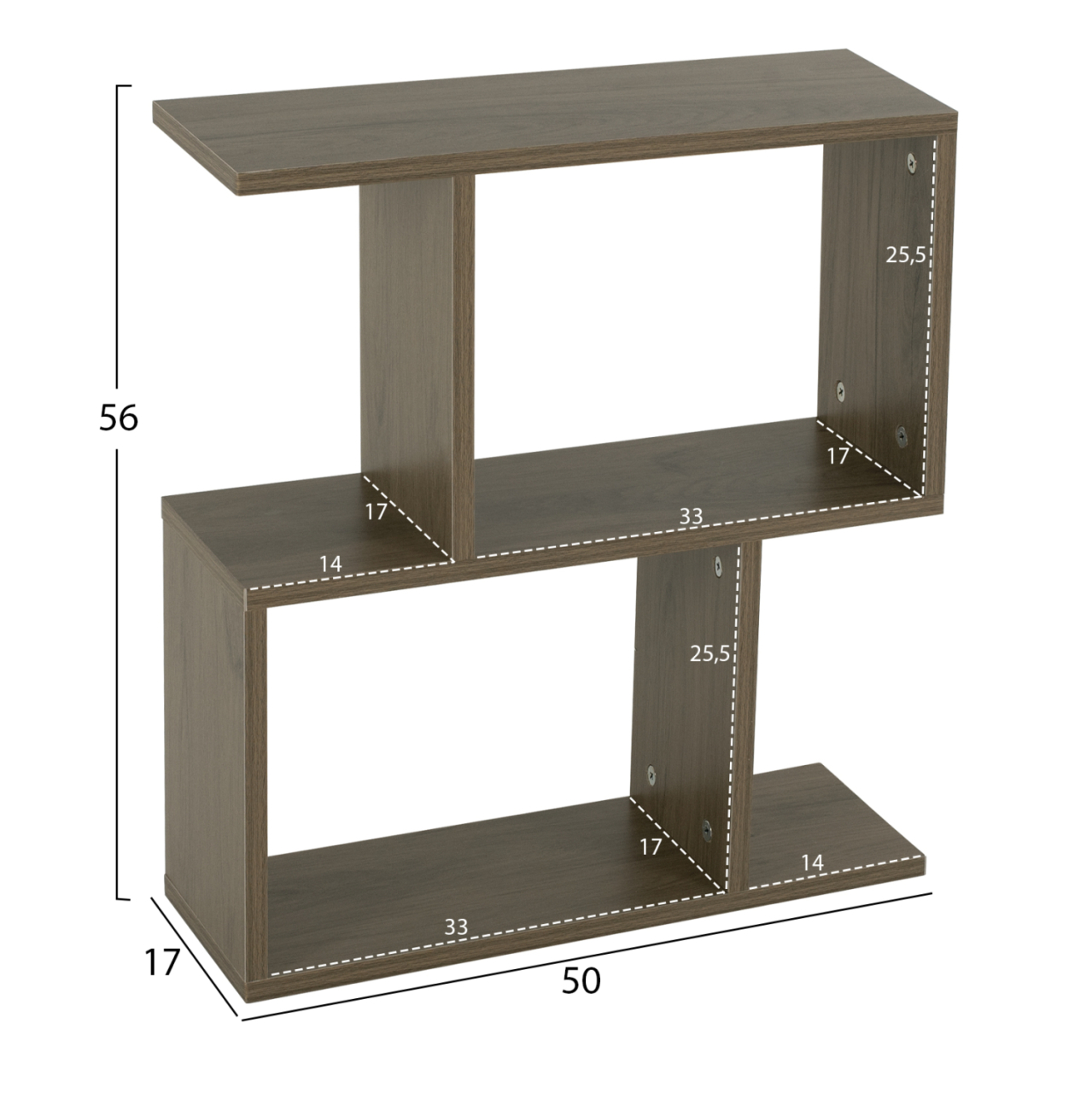 SIDE TABLE WITH STORAGE SPACES HM8881.12 MELAMINE IN OLIVE GREY COLOR 50x17x56Hcm. [2]