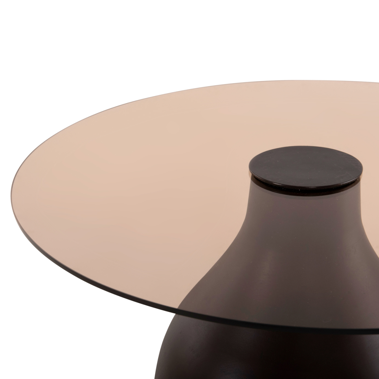SIDE TABLES 2PCS CHANG HM9668 MANGO WOOD IN BROWN-GLASS TOP Φ55x49,5H and Φ40x36,5H cm. [5]