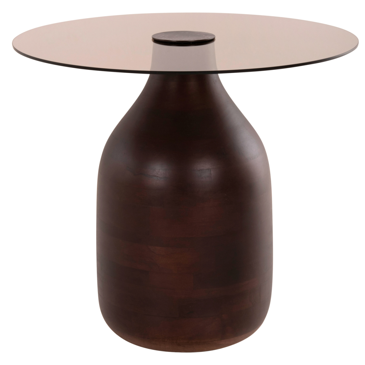 SIDE TABLES 2PCS CHANG HM9668 MANGO WOOD IN BROWN-GLASS TOP Φ55x49,5H and Φ40x36,5H cm. [3]