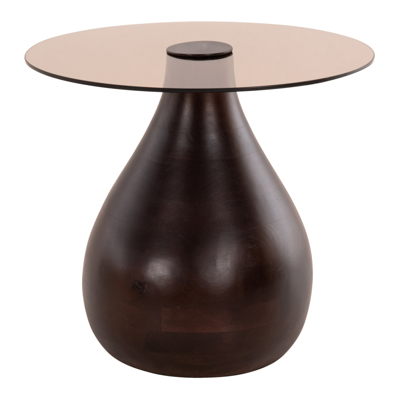 SIDE TABLES 2PCS CHANG HM9668 MANGO WOOD IN BROWN-GLASS TOP Φ55x49,5H and Φ40x36,5H cm. [4]