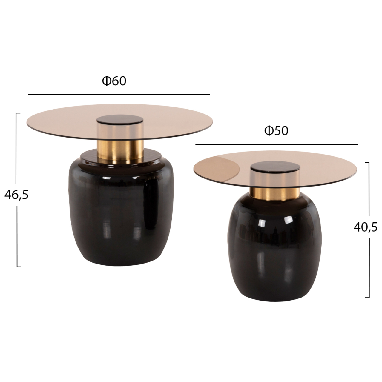 SIDE TABLES 2PCS FRYN HM9663 METAL IN BROWN AND GOLD Φ60 andΦ50 cm. [2]