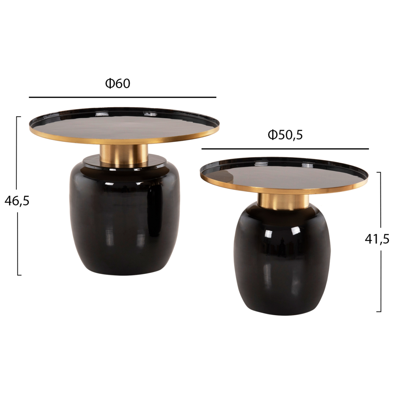SIDE TABLES 2PCS FRYNX HM9662 METAL IN BLACK AND GOLD Φ60 and Φ50,5 cm. [2]