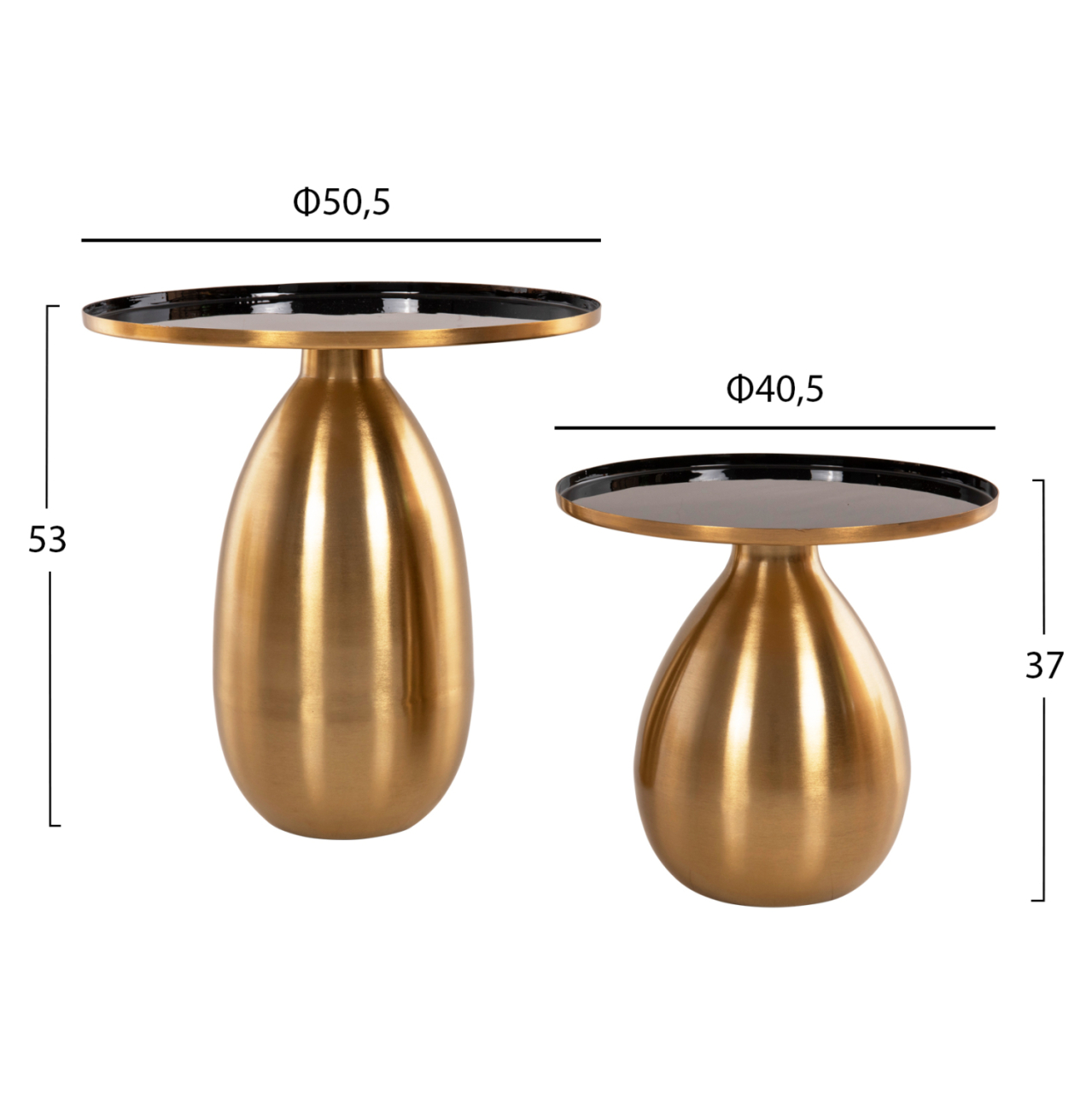 SIDE TABLES 2PCS HM9661 METAL IN BLACK AND GOLD Φ50,5 andΦ40,5cm. [2]