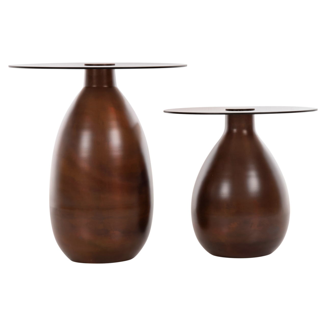 SIDE TABLES 2PCS REGEN HM9666 METAL IN COPPER-GLASS TOP Φ44 and Φ40 cm. [3]