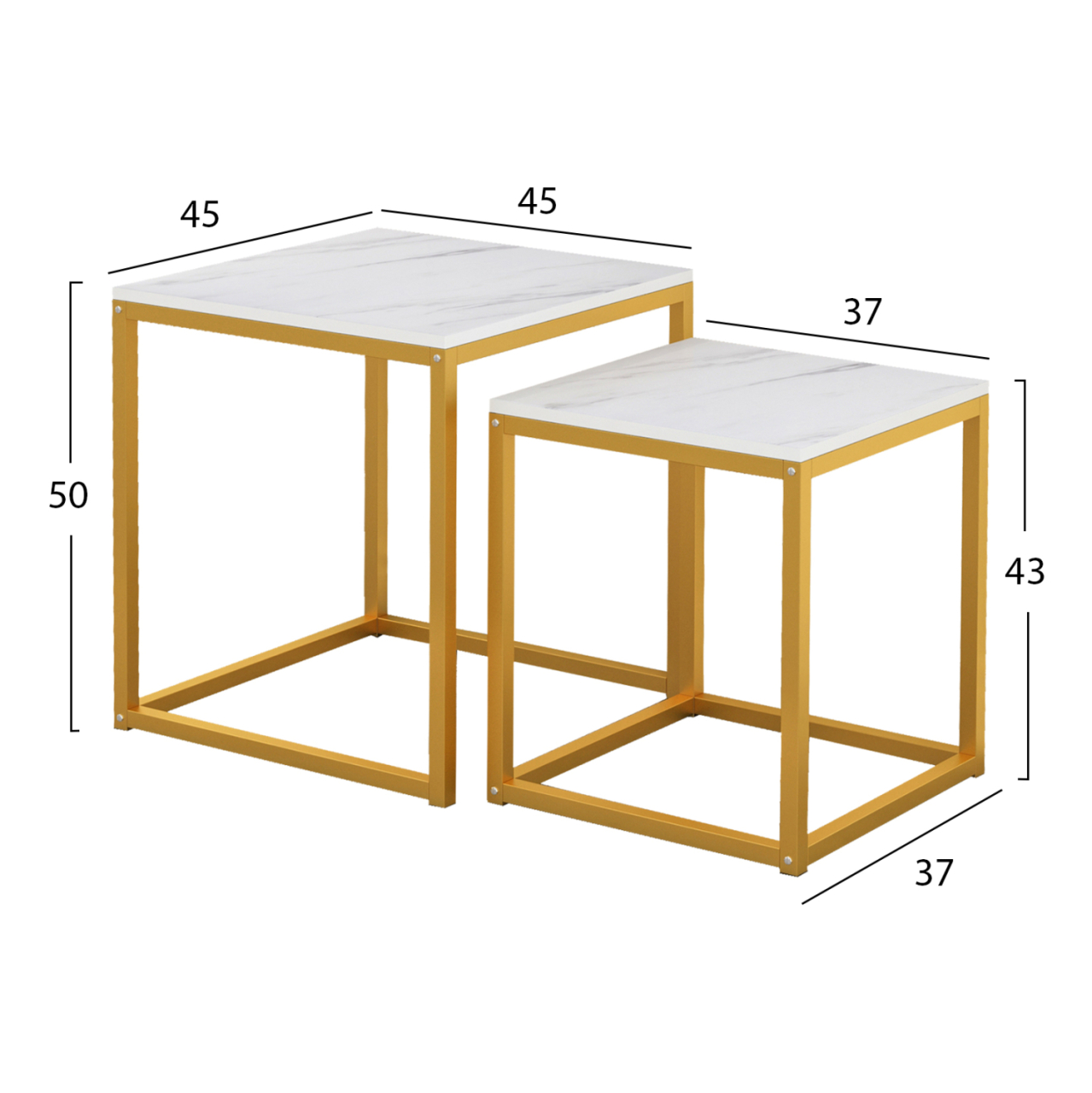 SIDE TABLES GRELAY SET 2PCS MDF and METAL 45Χ45Χ50Hcm.HM8762.11 [2]