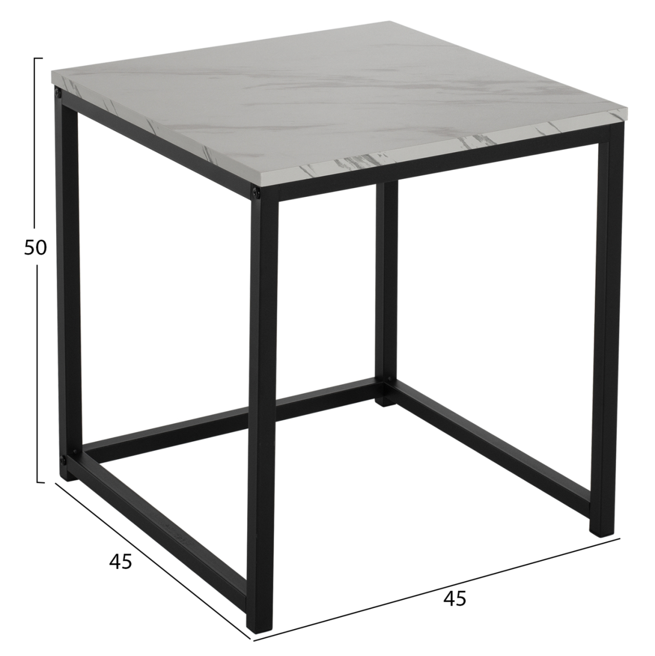 SIDE TABLES GRELAY SET 2PCS MDF and METAL 45Χ45Χ50Hcm.HM8762.12 [2]