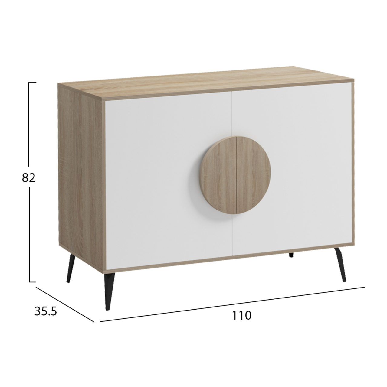 SIDEBOARD SAVORE HM18367.11 MELAMINE IN SONAMA/WHITE--BLACK METAL LEGS 110x35.5x82Hcm. [2]