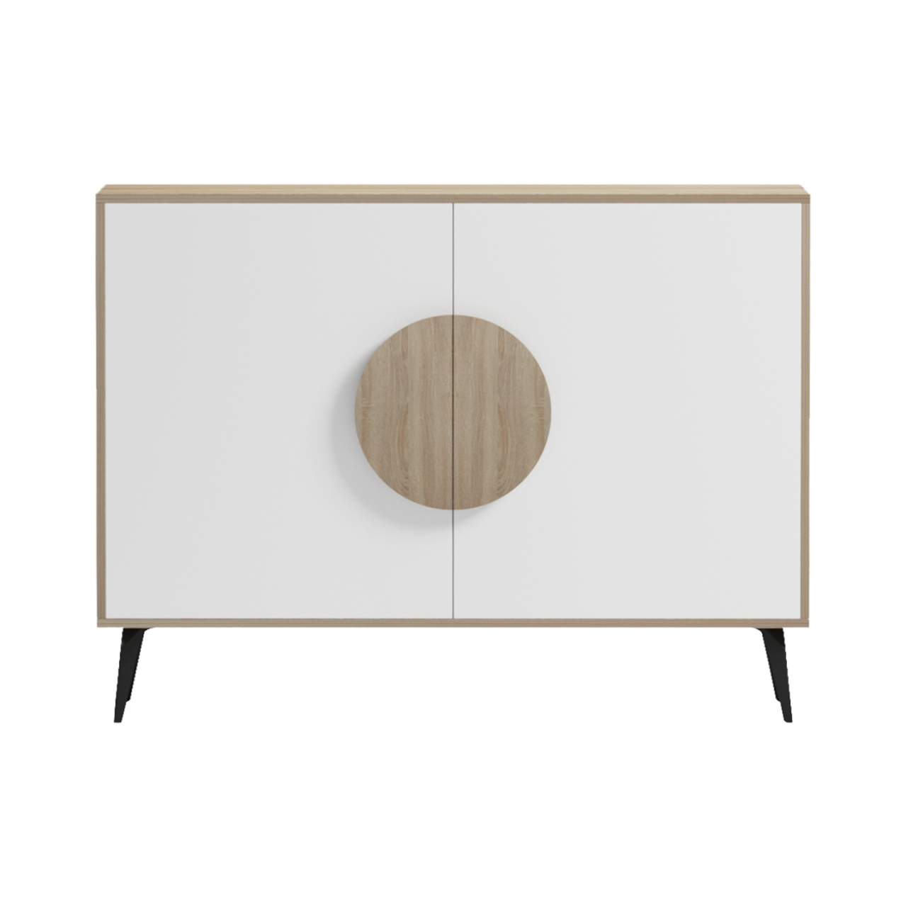 SIDEBOARD SAVORE HM18367.11 MELAMINE IN SONAMA/WHITE--BLACK METAL LEGS 110x35.5x82Hcm. [3]