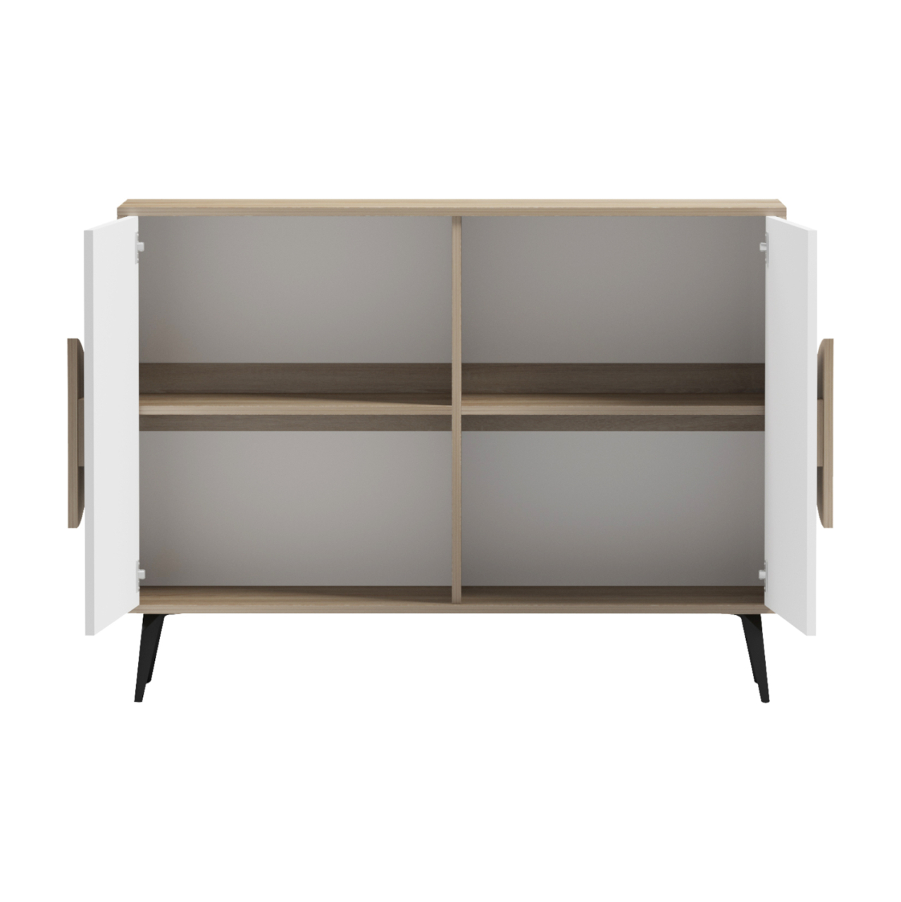 SIDEBOARD SAVORE HM18367.11 MELAMINE IN SONAMA/WHITE--BLACK METAL LEGS 110x35.5x82Hcm. [4]