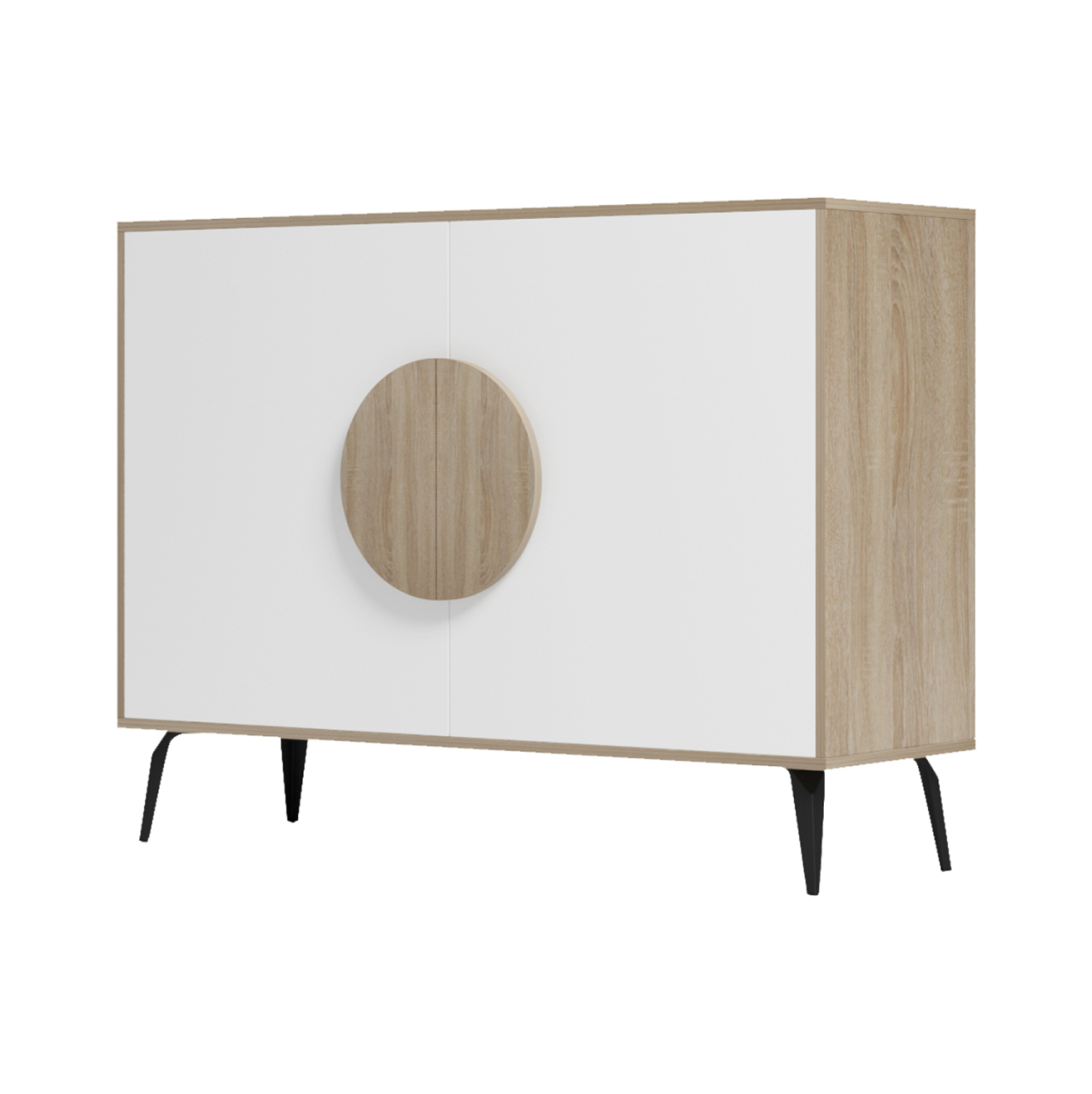 SIDEBOARD SAVORE HM18367.11 MELAMINE IN SONAMA/WHITE--BLACK METAL LEGS 110x35.5x82Hcm. [5]