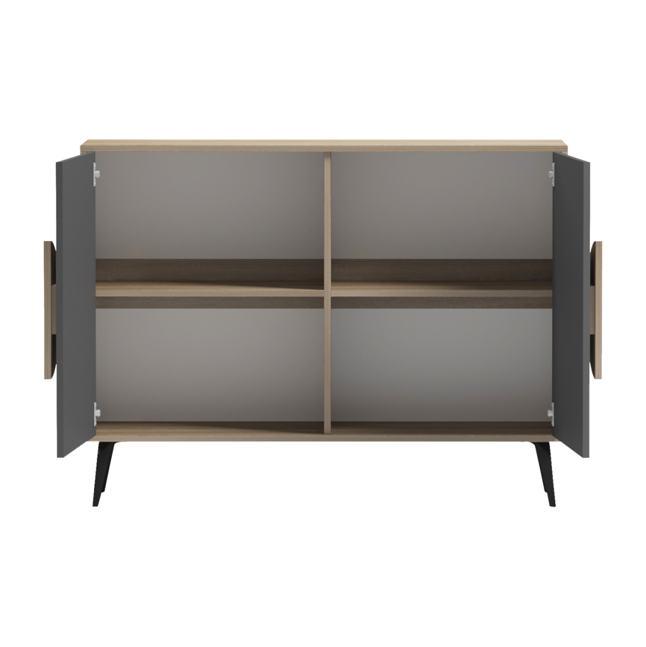 SIDEBOARD SAVORE HM18367.13 MELAMINE IN SONAMA/GREY--BLACK METAL LEGS 110x35.5x82Hcm. [4]